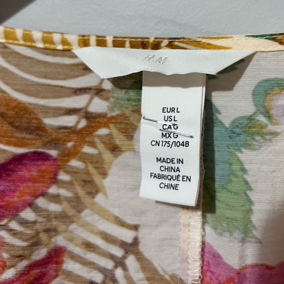 H&M Maxi Wrap Dress Size Large Floral Raglan Tiered - Picture 5 of 8